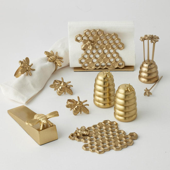 Pilbeam Living | Honeycomb Aluminium Coasters Set of 4 Gold