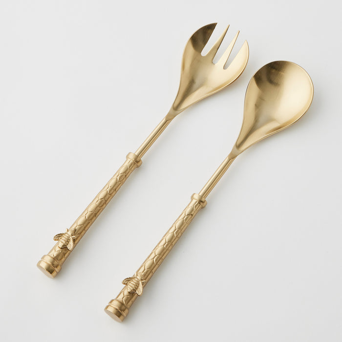 Pilbeam Living | Honeycomb Salad Servers Set of 2 Gold