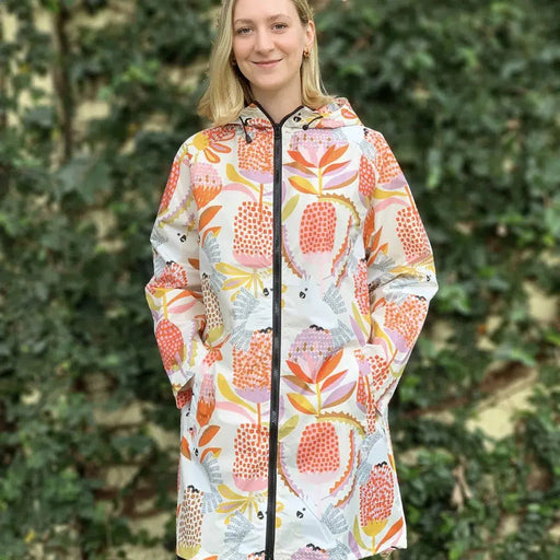 Monster Threads | Cockatoos and Banksia Long Raincoat (Multiple Sizes Available)-Monster Threads-Homing Instincts