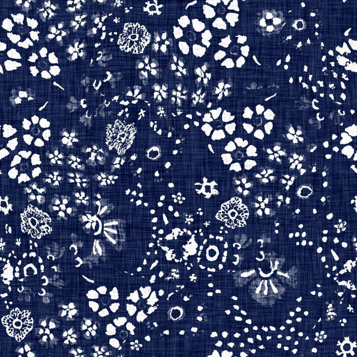 Louvelle | Dahlia Shower Turban Water‑Resistant Indigo Distressed