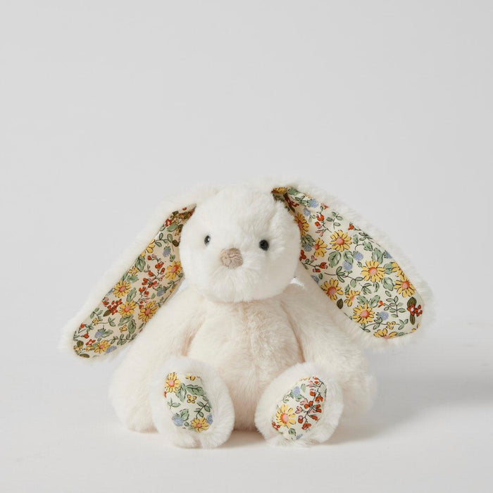 Pilbeam Living | Floral White Bunny Rattle, Soft Plush Toy