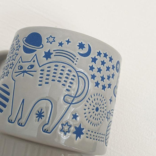 Decole | Walking Cat Mug Stackable Universe Ceramic Design