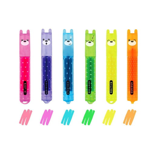 The Paperie | Set of 6 Mini Highlighters - Teddy's Mood