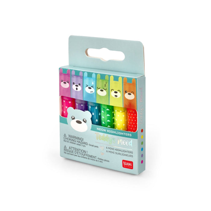 The Paperie | Set of 6 Mini Highlighters - Teddy's Mood