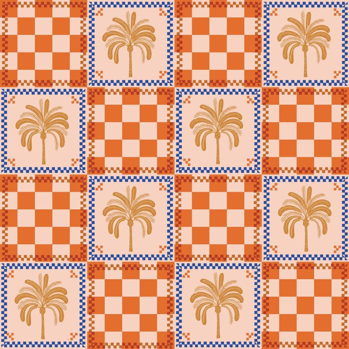 Louvelle | Dahlia Shower Turban XL Orange Palm Check