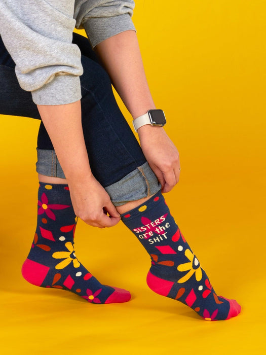 Blue Q | Sisters Are The Shit Crew Socks Floral