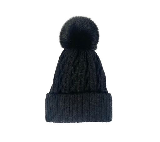 Cinnamon Creations | Pom Pom Beanie Black-Cinnamon Creations-Homing Instincts