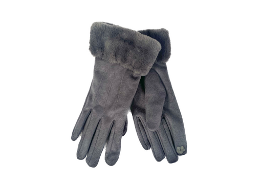 Cinnamon Creations | Fur Cuff Touch Screen Gloves Grey-Taylor Hill-Homing Instincts