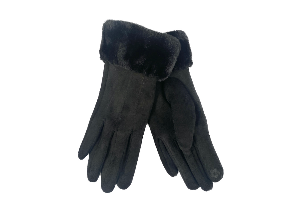 Cinnamon Creations | Fur Cuff Touch Screen Gloves Black-Taylor Hill-Homing Instincts