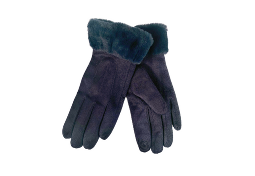 Cinnamon Creations | Fur Cuff Touch Screen Gloves Navy-Taylor Hill-Homing Instincts