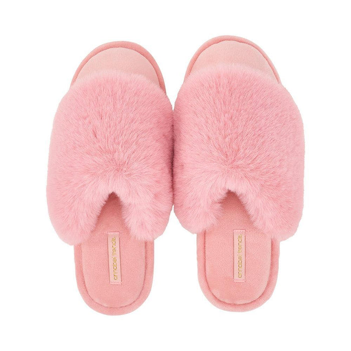 Annabel Trends | Cosy Luxe Fluffy Slippers Pink Lemonade
