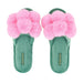 Annabel Trends | Cosy Luxe Pom Pom Slippers Candy Green