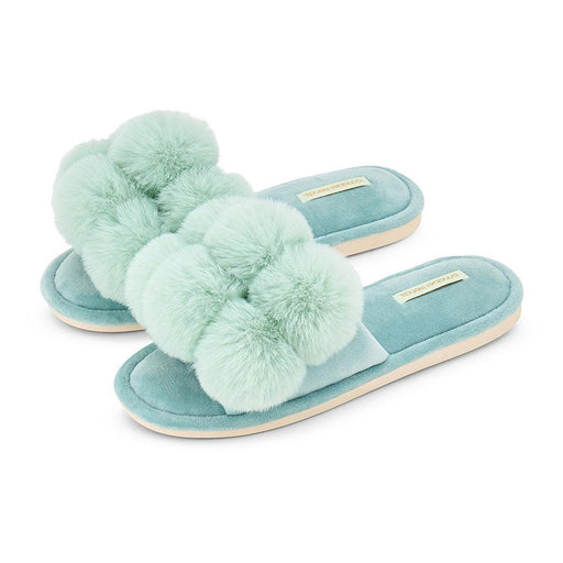 Annabel Trends | Cosy Luxe Pom-Pom Slippers Mist Green