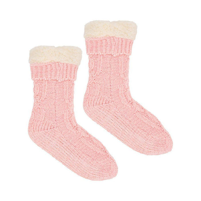 Annabel Trends | Chenille Lounge Socks - Sherpa Lined