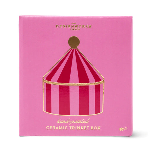 Designworks Ink | Ceramic Trinket Box - Pink + Red Stripe