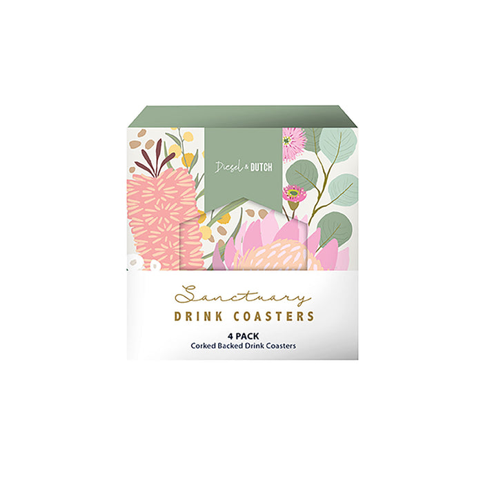Diesel & Dutch | Sanctuary Drink Coaster Set Corked Backed 4pc