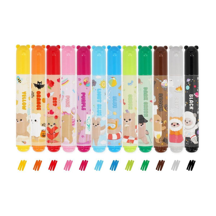 The Paperie | Teddy Friends Markers Set of 12 Multicolour