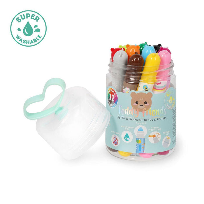 The Paperie | Teddy Friends Markers Set of 12 Multicolour