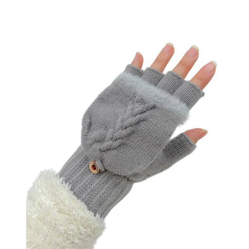 Grey Convertible Fingerless Gloves