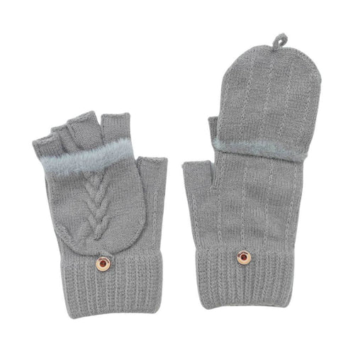 Grey Convertible Fingerless Gloves