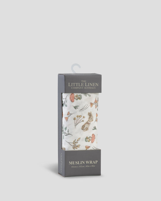 The Little Linen Company | Little Linen Muslin Wrap 1 Pack Prints - Harvest Bunny