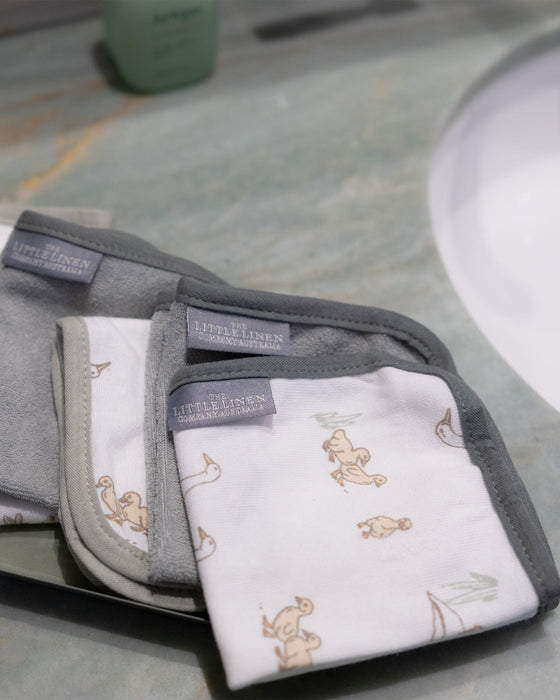 The Little Linen Company | Little Linen Baby Towelling Wash Cloths 6PK - Farmyard Lamb