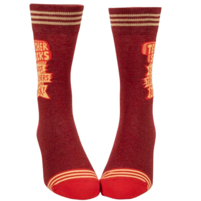 Blue Q | Teacher Socks 'Cause Teachers Rock! Men's Crew Socks