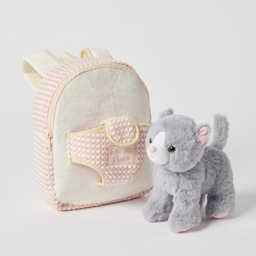 Pilbeam Living | Plush Kitten Take-Me-Home Backpack Pink/Grey