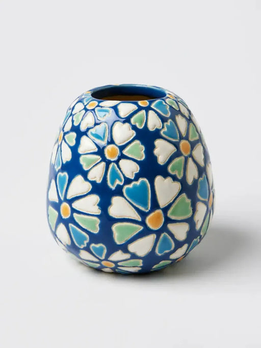 Jones & Co | Pollen Blue Daisy Vase-Jones & Co-Homing Instincts