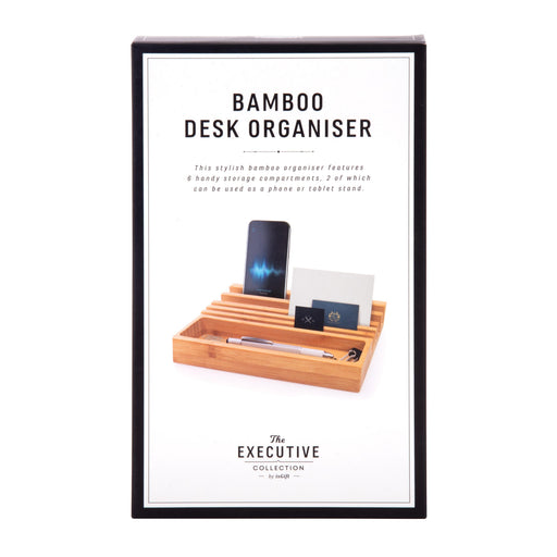 Maverick | Bamboo Desk Organiser Natural Eco Friendly 6 Compartments