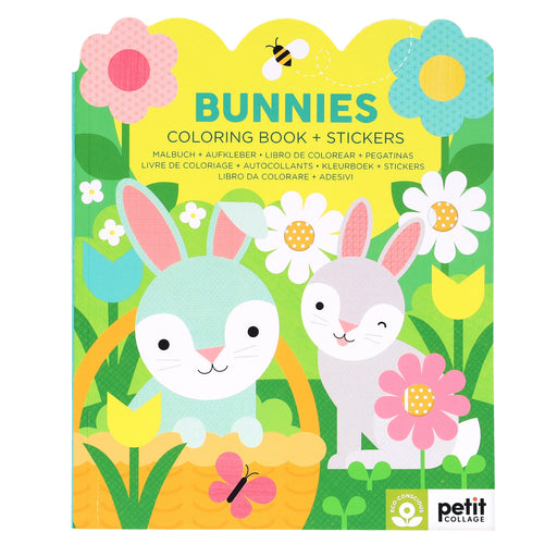 Petit Collage | Bunnies Colouring Book with Stickers Multi-Coloured