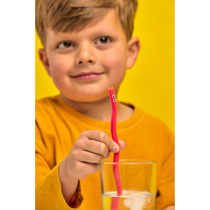 Kikkerland | Wiggly Worm Color Changing Straws 6‑Piece Set