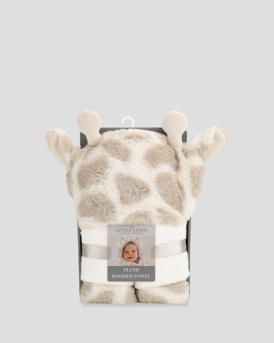 The Little Linen Company | Little Linen Plush Baby Hooded Towel - Savanna Giraffe
