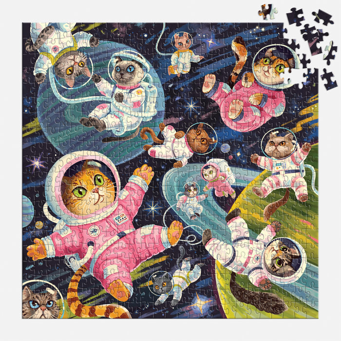 Galison | A Space Meowdyssey Puzzle - 500pc Multi-Coloured Homing Instincts