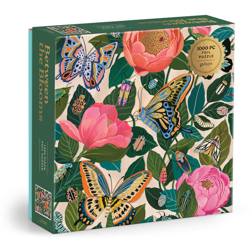 Galison | Between the Blooms Foil Puzzle - 1000pc Multi-Coloured Homing Instincts