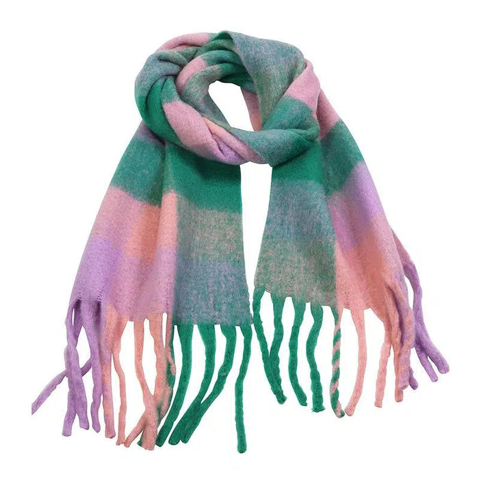 Cinnamon Creations | Soft Blanket Scarf - Pink and Green-Cinnamon Creations-Homing Instincts