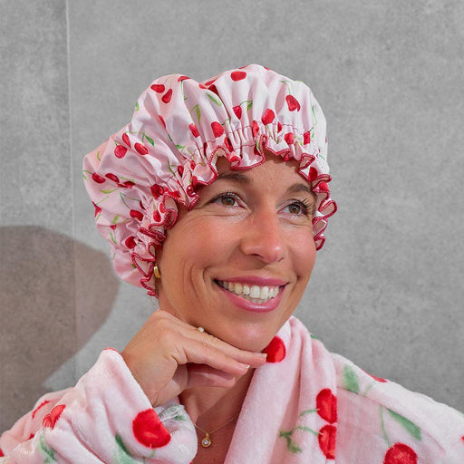 Annabel Trends | Cherrylicious Pink Cotton Hair Shower Cap