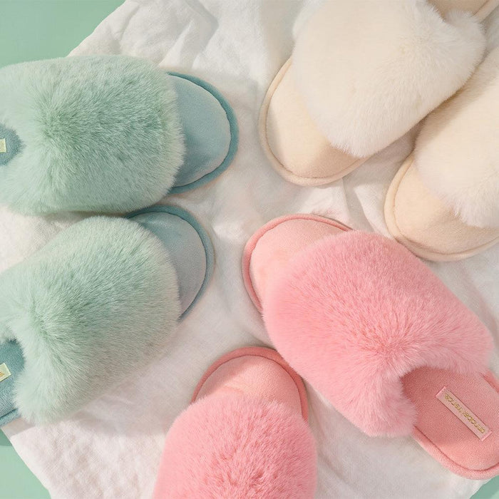 Annabel Trends | Cosy Luxe Fluffy Slippers Pink Lemonade