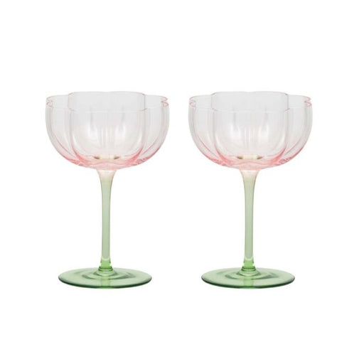 Coast to Coast | Lotti Tulip Glasses Set Of 2 Pink/Green Homing Instincts