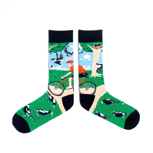 Spencer Flynn | A Leisurely Cycle Magpie Swooping Socks Men's Australia