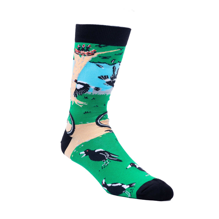 Spencer Flynn | A Leisurely Cycle Magpie Swooping Socks Men's Australia