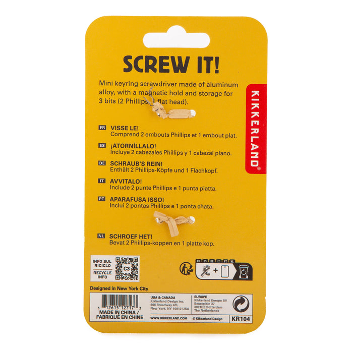 Kikkerland | Screw It! Mini Keychain Screwdriver Silver