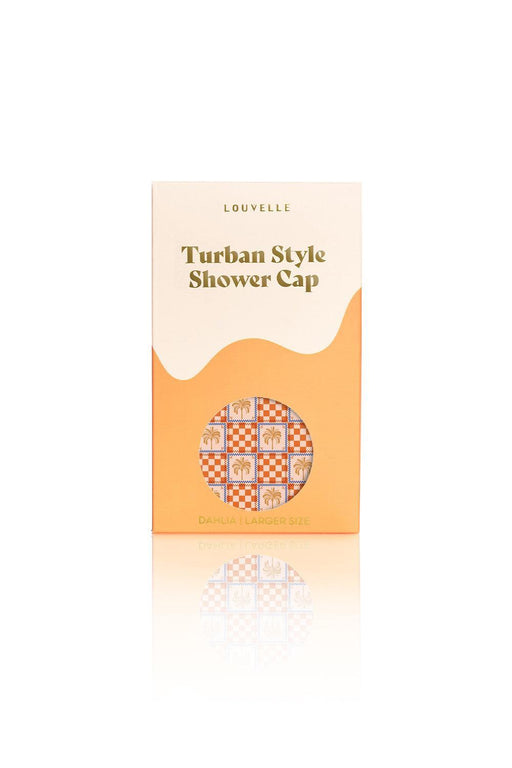 Louvelle | Dahlia Shower Turban XL Orange Palm Check
