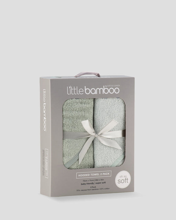 The Little Linen Company | Little Bamboo Baby Hooded Towels 2PK - Bayleaf