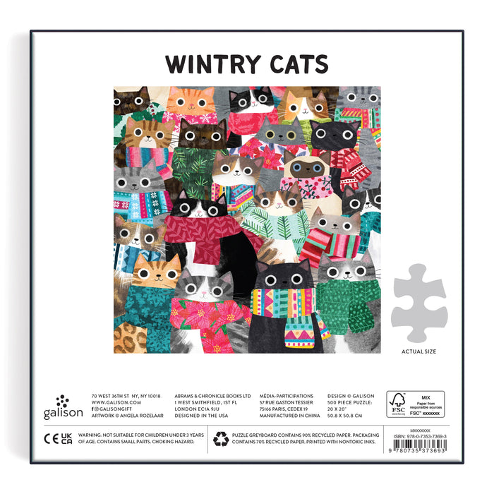Galison | Wintry Cats Puzzle 500pcs Multi-Coloured