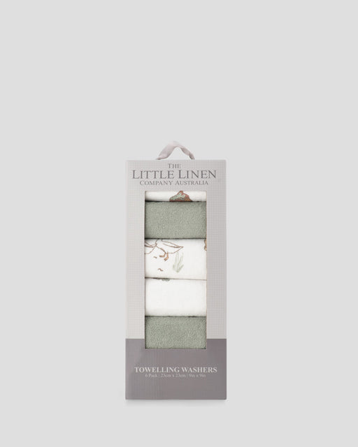 The Little Linen Company | Little Linen Baby Towelling Wash Cloths 6PK - Farmyard Lamb