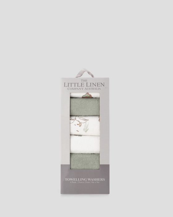 The Little Linen Company | Little Linen Baby Towelling Wash Cloths 6PK - Farmyard Lamb
