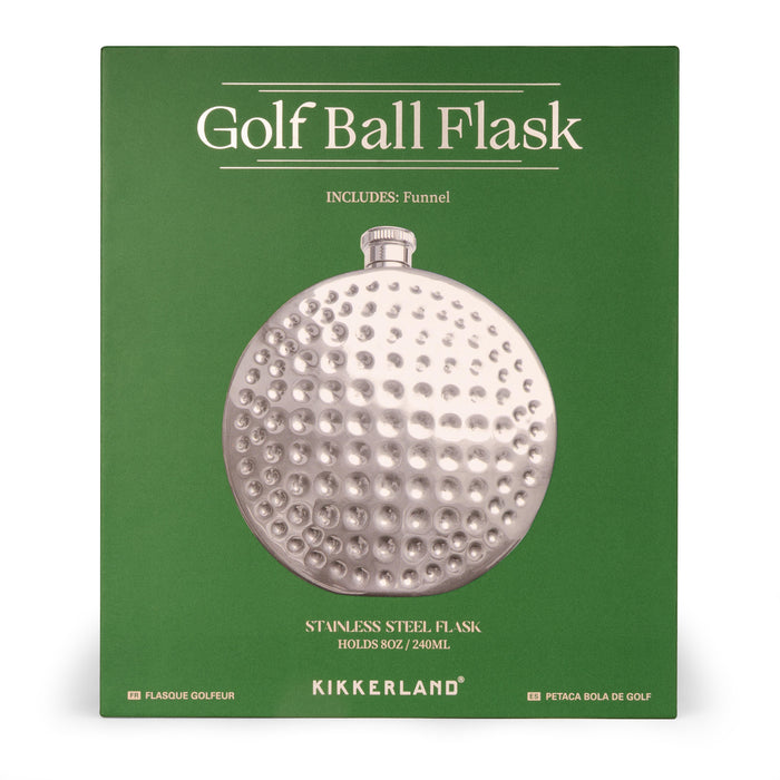 Kikkerland | Golf Ball Flask Silver 8 Oz Funnel