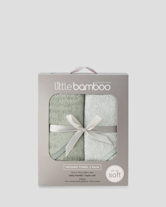 The Little Linen Company | Little Bamboo Baby Hooded Towels 2PK - Bayleaf