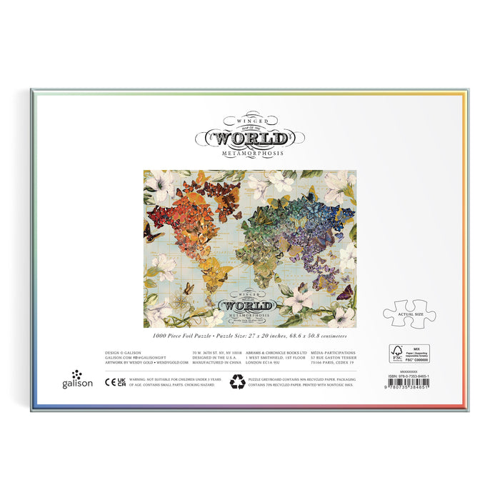 Galison | Wendy Gold Winged Metamorphosis Foil Puzzle 1000pcs Multi-Coloured Homing Instincts